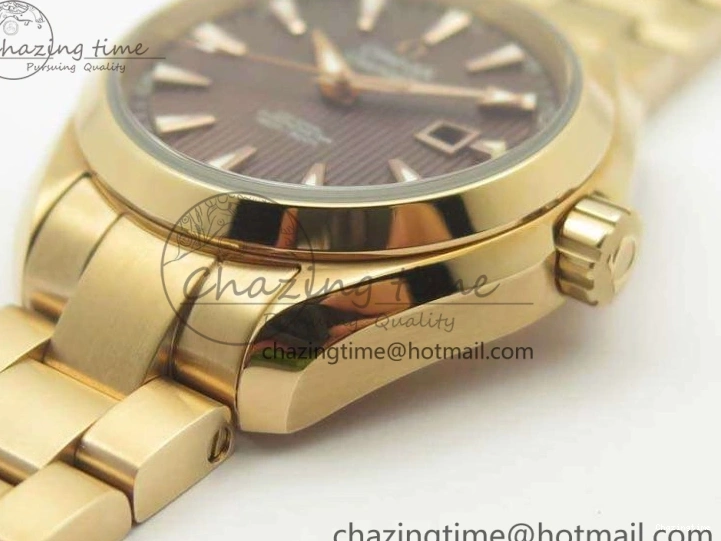 0418 Bright Aqua Terra Ladies 35mm RG V6F Best Edition Brown Dial On RG Bracelet A 8101